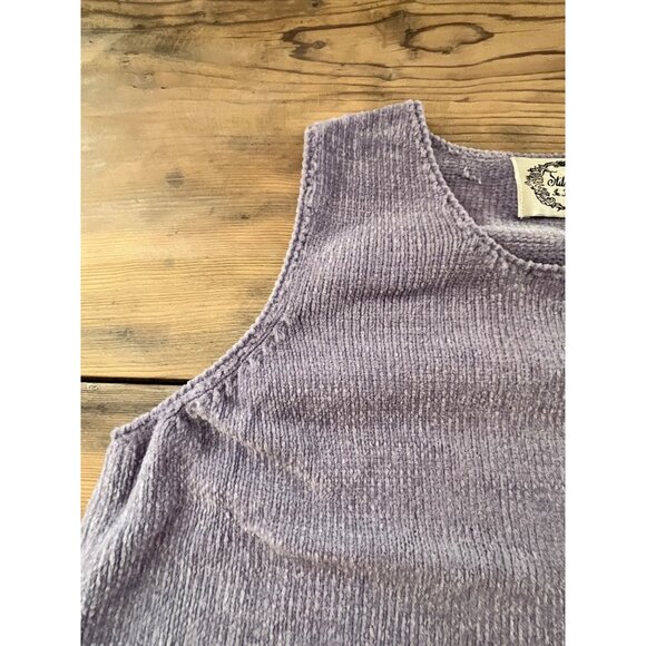 VTG Stitches in Time Chenille Sleeveless Sweater Womens M Lilac Cottage 90s - Picture 7 of 7